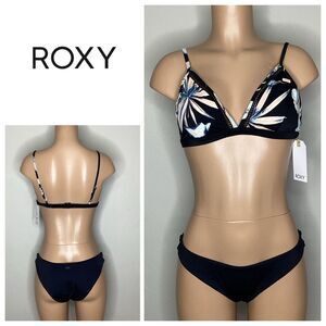 New. Roxy floral & black bikini. Large. Retails $89